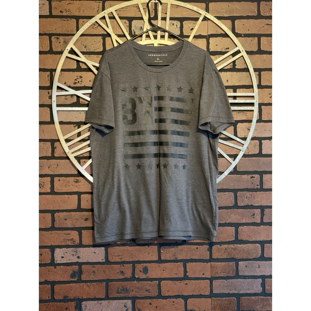 Men's Aeropostale Flag Graphic Tee T-Shirt Gray Size XL
